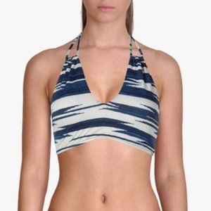 RALPH LAUREN POLO WHITE BLUE STRIPED HALTER BIKINI TOP NWOT